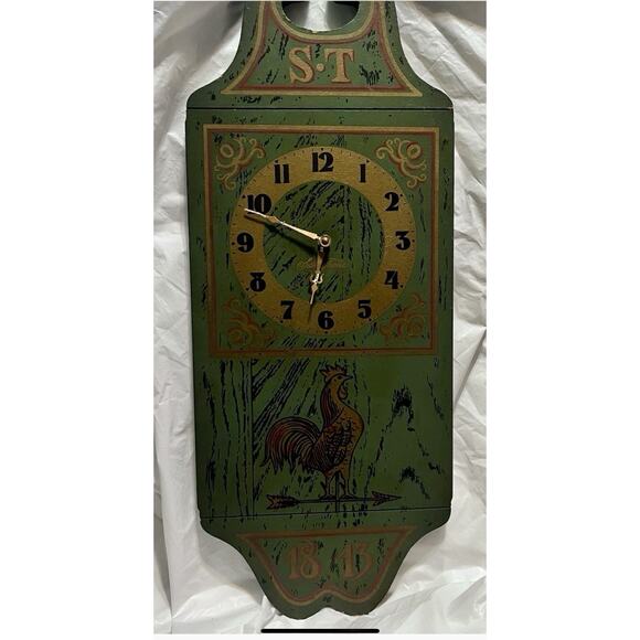 VTG Lady Seth SETH THOMAS Cornwall Wall Clock Kitchen Decor Rooster Folk Art - Picture 1 of 8